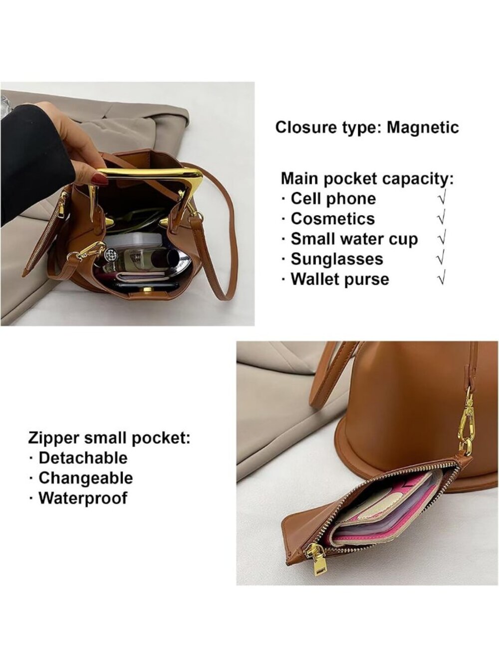 Stylish Bucket Handbag Crossbody Purse for Women - Versatile Shoulder Bag - Picture 4 of 6